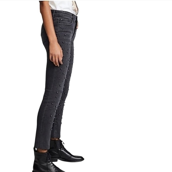 Joe's The Smith High-Rise Straight leg Ankle lengt jeans raw hem  in black Sz 25 - Picture 3 of 15